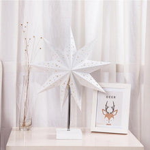Load image into Gallery viewer, Modern Retro Led Table Lamp Desk Light Paper Star Wood Lamp Nordic Design Minimalist Bedside Living Room Bedroom Decor Cute Study Lamps for Bedroom Décor
