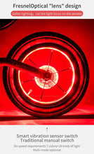 Load image into Gallery viewer, Smart LED Bicycle Wheel Light Bike Front Tail Hub Spoke Lamp Rechargeable Kids Balance Bike Light Colorful Bicycle Hub Light With Optical Design Vibration Sensor USB Rechargeable Waterproof Good Bike Gift For Teenagers