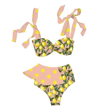 Load image into Gallery viewer, Two-Pieces Women Push-Up Padded Bra Ruffles Bandage Bikini Set Swimsuit Women's Bathing Suits Ruffles Flounce Bikini Sets Low Rise Two Piece Swimsuit Swimwear Bathing Suit Beachwear