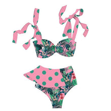 Load image into Gallery viewer, Two-Pieces Women Push-Up Padded Bra Ruffles Bandage Bikini Set Swimsuit Women's Bathing Suits Ruffles Flounce Bikini Sets Low Rise Two Piece Swimsuit Swimwear Bathing Suit Beachwear