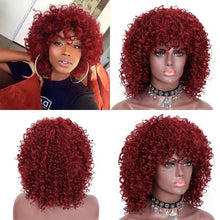 Load image into Gallery viewer, Glorious Afro Wigs Short Kinky Curly Wig Synthetic Short Bob Wig With Bangs Mixed Highlight Wig for Black Women Cosplay Wigs For Black Women Gifts for Girlfriends