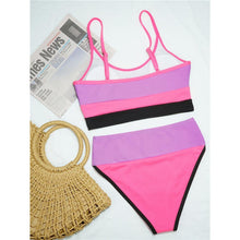 将图片加载到图库查看器,Female Swimsuit High Waist Bikini Women High Waist Bikini Set Two Piece Swimsuits Bikini Top With Bottoms Bathing Suits For Teens Girls Women Swimwear Two-pieces Bikini Set Sport Bathing Suit Swim Lady