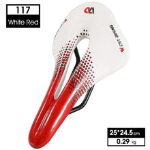 将图片加载到图库查看器,Ultra Light Comfortable Bicycle Saddle Mountain Road Bike Seat Soft Leather Hollow Breathable Cushion Seat Ergonomics Design Breathable Suspension Gel Bike Saddle Cushion For Mountain Bike Road Bike