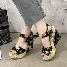 Load image into Gallery viewer, Bowknot Women High Heeled Shoes Summer Sandals Party Platform High Heels Shoes Lace Up Platform Beautiful Sandals Ankle Strap Slingback Dress Shoes