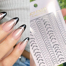 Load image into Gallery viewer, French Rose Gold Striping Tape Nail Design Stripe Lines Geometry 3D Sticker for Nails Gel Polish Sticker Decals for Manicuring Decorations Manicure Stickers Decals Silver Strip Line Nail Decal Self-Adhesive 3D Wave Decal Decoration Metallic Curve Design