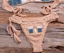 Load image into Gallery viewer, Vintage Blue Bikinis 2 Piece Halter Bikini Set Women High Waist Sequin Swimsuit Set Handmade Crochet High Quality Swimsuit Women Push Up Swimwear Knitted Beach Wear Bathing Suit