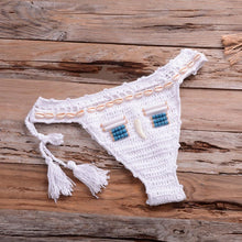 Load image into Gallery viewer, Vintage Blue Bikinis 2 Piece Halter Bikini Set Women High Waist Sequin Swimsuit Set Handmade Crochet High Quality Swimsuit Women Push Up Swimwear Knitted Beach Wear Bathing Suit