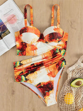 Load image into Gallery viewer, Leaf Floral Bikini Set Women Backless High-Waist Two Pieces Swimwear Beach Bathing Suits Swimsuits Women's Ruffle Bandage Bikini High Waist Bottoms Two Piece Swimsuits