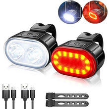 Load image into Gallery viewer, 2PCS LED Bike Light Bicycle Front Rear lights USB Charge Headlight Cycling Taillight Bicycle Super Bright Front And Back Bicycle Lights USB Rechargeable Durable Waterproof Mountain Helmet Road Night Riding For Bike