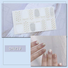 Load image into Gallery viewer, Nail Wraps Polish Decals Strips Golden Glitter 3D Adhesive Full Nail Art Stickers Manicure Kits Women Nail Decorations Accessories Metal Curve Stripe Lines Design Letter Nail Sticker Adhesive Decoration Template Nail Tool Decorations