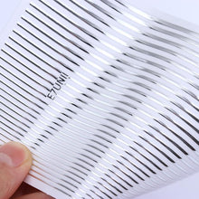 将图片加载到图库查看器,Black White 3D Nail Stickers Metal Gold Silver Geometric Tassel Strip Line Adhesive Transfer Decals Nail Art Design Gold Silver Metal Nail Sticker Metallic Curve Strip Line Nail Decal Self-Adhesive 3D Wave Design Nail Tips Decorations Manicure for Women