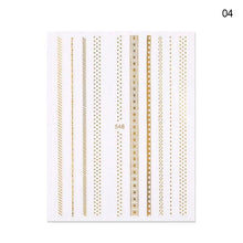 将图片加载到图库查看器,Black White 3D Nail Stickers Metal Gold Silver Geometric Tassel Strip Line Adhesive Transfer Decals Nail Art Design Gold Silver Metal Nail Sticker Metallic Curve Strip Line Nail Decal Self-Adhesive 3D Wave Design Nail Tips Decorations Manicure for Women
