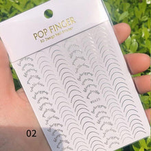 将图片加载到图库查看器,Black White 3D Nail Stickers Metal Gold Silver Geometric Tassel Strip Line Adhesive Transfer Decals Nail Art Design Gold Silver Metal Nail Sticker Metallic Curve Strip Line Nail Decal Self-Adhesive 3D Wave Design Nail Tips Decorations Manicure for Women