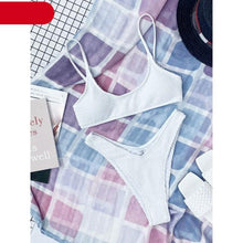 Load image into Gallery viewer, Women One-Shoulder Bikini Swimsuit Women Push Up Swimwear Women's Bathing Suit Comfortable Bikini Ribbed Two Piece Swimsuit Bikini Set Summer Bathing Suit Beach Wear Swimming Suit
