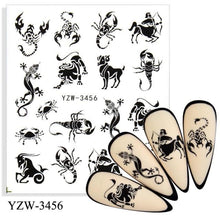 Load image into Gallery viewer, Autumn Simple Green Pink Pattern Water Nail Decal Sticker Flower Leaf Tree Winter Slider For Nail Art Manicuring Decoration Decals for Nail Art Decoration Including Hearts Stars Letters Bowknot Leaves Flowers Plants Fruits Butterflies