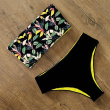将图片加载到图库查看器,Bikini Swimwear Swimsuit Women Floral Print High Waist Bikini Set Back Cross Bathing Suit Female Beach Wear Women's Bikini Swimsuits Strapless Two Pieces Bathing Suits