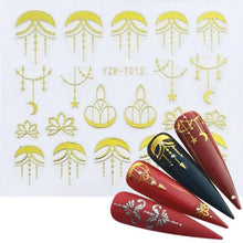 Load image into Gallery viewer, Nail Stickers for Manicure Nail Sticker Sliders For Nails Decal Self-adhesive Nails Figures Transfer Black Accessories Sliders Manicure Decoration 3D Nail Supplies Holographic Decals Transfer Sliders Nail Design Manicures Nail Self-Adhesive Sticker
