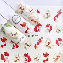 Load image into Gallery viewer, Sliders For Nails Winter Nail Stickers Elk Wolf Animal Sticker Figure Art Transfer Flowers Butterflies Watermark Water Slider Art Nail Stickers Sexy Girl Designs Comics Water Transfer Decals Manicure Lips Nail Art Decorations Slider Nail Art Stickers
