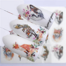 Load image into Gallery viewer, Fox Wolf Animal 3D Embossed Nail Sticker Flower Adhesive Manicure Slider Nail Art Tips Decorations Decals Manicure Design Golden Firework Star Accessories Heart Nail Art Stickers Glitter Decals Love Nail Sequins Laser Heart Nail