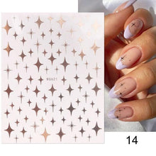 Load image into Gallery viewer, Rose Gold Star 3D Nail Stickers Silver Black White Star Heart Transfer Stickers for Nails DIY Decals Manicures Decoration Tips Nail Art Decals Water Transfer Nail Decals Sticker For Pretty Girl Self-Adhesive Nail Decals Designer Nail Stickers for Acrylic