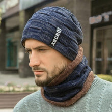 Load image into Gallery viewer, Winter Scarf Hat Set Outdoor Sport Warm Beanies Hat For Men Knitted Hats Bandana Hiking Camping Kid Neck Warmer Cap Neck Gaiter Winter Knitted Beanie Scarf Men Hat Neck Warmer Gaiter Face Cover Winter Beanie Hat Scarf Set Fleece Lined Skull Cap Winter Hat