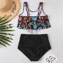 将图片加载到图库查看器,Women High Waist Bikini Plus Size Swimwear Summer Swimsuit Beach Bathing Suit Ruffle Bikini Floral Printed Ruffle High Waist Bikini Set Women's Tummy Control Bathing Suit Swimsuit Flounce Peplum