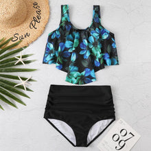 将图片加载到图库查看器,Women High Waist Bikini Plus Size Swimwear Summer Swimsuit Beach Bathing Suit Ruffle Bikini Floral Printed Ruffle High Waist Bikini Set Women's Tummy Control Bathing Suit Swimsuit Flounce Peplum