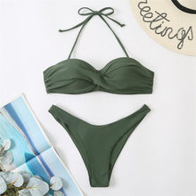 将图片加载到图库查看器,Bikini Push Up Swimwear Bikini Set Pink Swimwear Women Micro Swimsuit Female Bandage Bikini Beach Wear Swimming Two-Piece Swimsuit Summer Swimsuit for Women