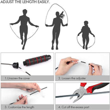 将图片加载到图库查看器,Tangle-Free Rapid Speed Jumping Rope Cable With Ball Bearings Steel Skipping Rope Adjustable Rapid Speed Jumping Ropes Cable Foam Handles Steel Jump Ropes For Gym Fitness Home Exercise