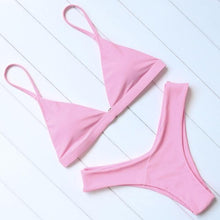 Load image into Gallery viewer, Micro Mini Bikini Swimwear Women Halter Push Up Bikini Set Padded Bra Women's Underwired Triangle Bathing Two Pieces Swimsuit Bikini Set Swimsuit Bandage Swim Suit