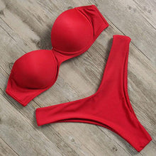 Load image into Gallery viewer, Bikini Swimwear Women Swimsuit Leopard Bikini Set Women's Halter Triangle Bikini Bottom Cheeky Two Piece Swimsuits Push Up Bathing Suit Female Summer Beach Wear