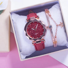 将图片加载到图库查看器,Shiny Luxury Student Watch Womens Star Quartz Watch Fashion Casual Womens Watch Bracelet Set Dial Woman Children Set Bracelet Watch Leather Band Luxury Quartz Watches