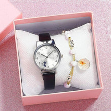 Load image into Gallery viewer, New Fashion Childrens Watch Analog Children Quartz Watch With Bracelet Set Little Cat Watch Kids Children Quartz Electronic Watch Unisex Wrist Leather Strap Watches