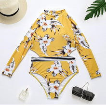 Load image into Gallery viewer, Surfing Swimsuit For Women Bikini Long Sleeve Swimwear Tiger Print Push Up Summer Bath Suit Two Piece Surfing Rash Guard Bikini Long Sleeve Swimsuit Set