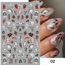 Load image into Gallery viewer, Flowers Leaves Line 3D Nail Stickers Autumn Winter Fall Leaf Design Transfer Sliders Abstract Waves Nail Art Decals Manicures Decal Self-Adhesive 3D Wave Design Decoration for Women Girls Tape Nail Art Stickers Decal Decoration