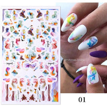 Load image into Gallery viewer, Flowers Leaves Line 3D Nail Stickers Autumn Winter Fall Leaf Design Transfer Sliders Abstract Waves Nail Art Decals Manicures Decal Self-Adhesive 3D Wave Design Decoration for Women Girls Tape Nail Art Stickers Decal Decoration