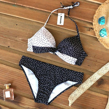 将图片加载到图库查看器,Push Up Women Bikinis Swimwear Women's Bathing Suits Push Up Halter Bandage Bikini Floral Printing Swim Bottoms Two Piece Swimsuits Women Swimsuits Bathing Suit Halter Leaf Print Beach Wear Plus Size