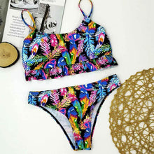 Load image into Gallery viewer, Halter Bikini Bandage Swimsuit Solid Swimwear Sport Liquid Metallic Shiny String Bikini 2 Piece Swimsuit Set Women Shiny Bikini Set Bathing Suit Push Up Two-piece Suit