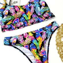 Load image into Gallery viewer, Halter Bikini Bandage Swimsuit Solid Swimwear Sport Liquid Metallic Shiny String Bikini 2 Piece Swimsuit Set Women Shiny Bikini Set Bathing Suit Push Up Two-piece Suit