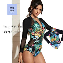 Load image into Gallery viewer, Surfing Swimsuit For Women Bikini Long Sleeve Swimwear Tiger Print Push Up Summer Bath Suit Two Piece Surfing Rash Guard Bikini Long Sleeve Swimsuit Set