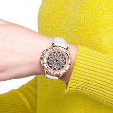 将图片加载到图库查看器,Luxury White Flower Womens Watch Analog Quartz Waterproof Wristwatches Elegant Leather Strap Modern Design