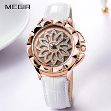 将图片加载到图库查看器,Luxury White Flower Womens Watch Analog Quartz Waterproof Wristwatches Elegant Leather Strap Modern Design