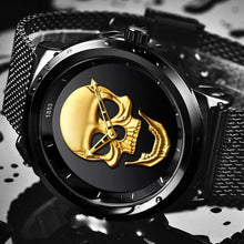 Load image into Gallery viewer, Men's Waterproof Stainless Steel Watch 3D Skull And Fluorescent Hands Unique Design Perfect Gift