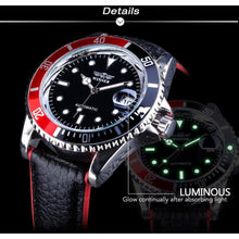 将图片加载到图库查看器,2021 Fashion Black Red Sport Mens Watches Luxury Luminous Hands Watch Elegant Leather Strap Design