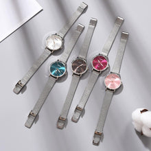 Load image into Gallery viewer, Women's Stylish Elegant Watch With Braided Steel Bracelet With Shiny Background Unique Design Perfect Gif
