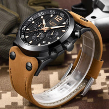 Load image into Gallery viewer, Men's Waterproof Watch With Leather Belts, Chronometers And Day Display Fluorescent Pointers Excellent Gift Unique Design