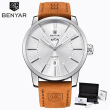 将图片加载到图库查看器,Business Fashion Men Watches Brown Luxury Military Leather Band Wristwatches Date Week Display Watch