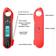Load image into Gallery viewer, Professional Waterproof Digital Food Thermometer Pyrometer with Folding Foldable Probe Waterproof Digital Instant Read Meat Thermometer with 4.6” Folding Probe Backlight & Calibration Function for Cooking Food Candy BBQ Grill for Kitchen Food Cooking