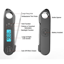 Load image into Gallery viewer, Professional Waterproof Digital Food Thermometer Pyrometer with Folding Foldable Probe Waterproof Digital Instant Read Meat Thermometer with 4.6” Folding Probe Backlight & Calibration Function for Cooking Food Candy BBQ Grill for Kitchen Food Cooking