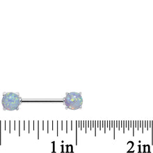 Load image into Gallery viewer, 14G 9/16 Blue Synthetic Opal Ends Nipple Barbell Set